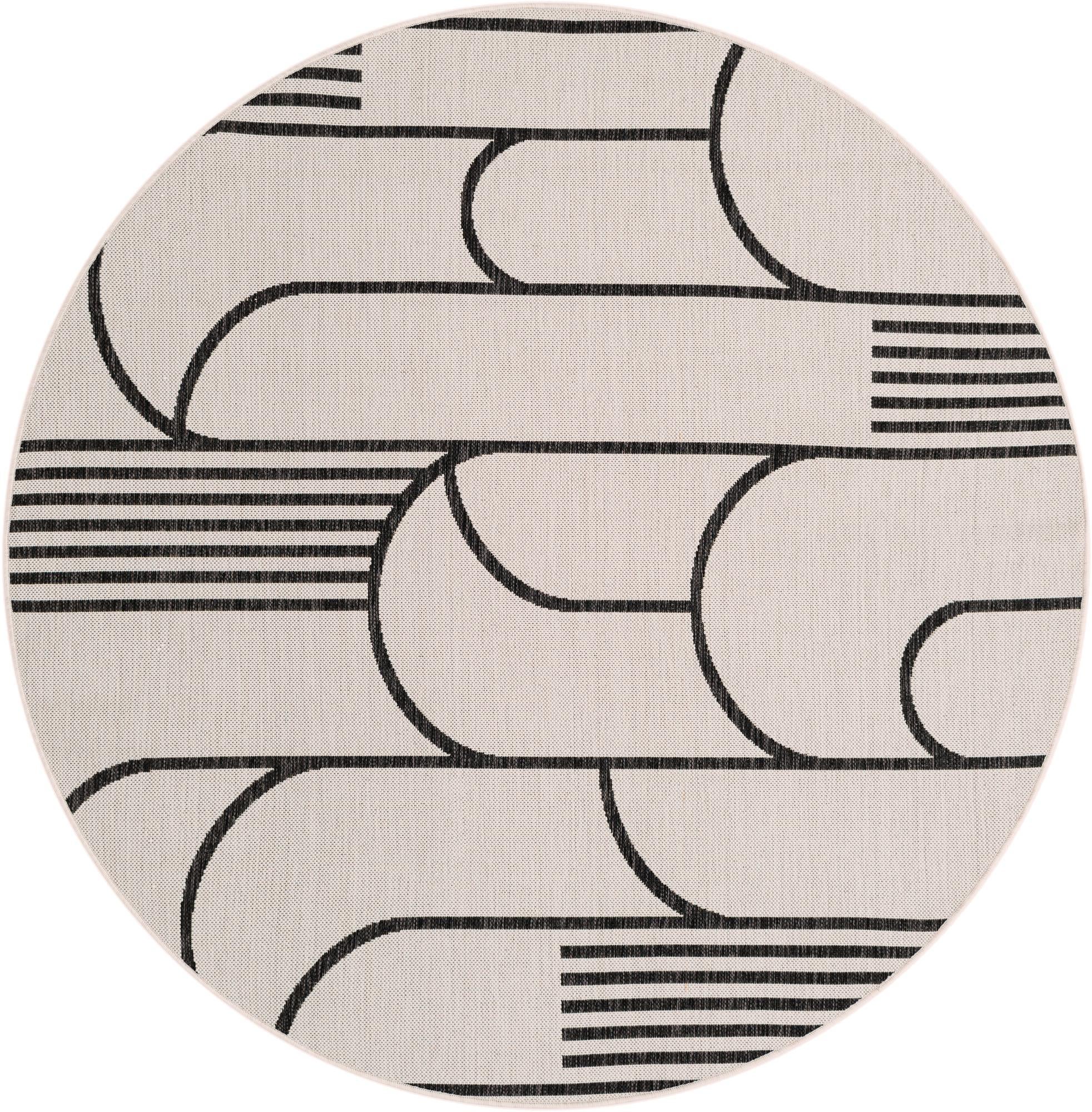 6' x 6' Easy-Clean Modern Indoor / Outdoor Round Rug