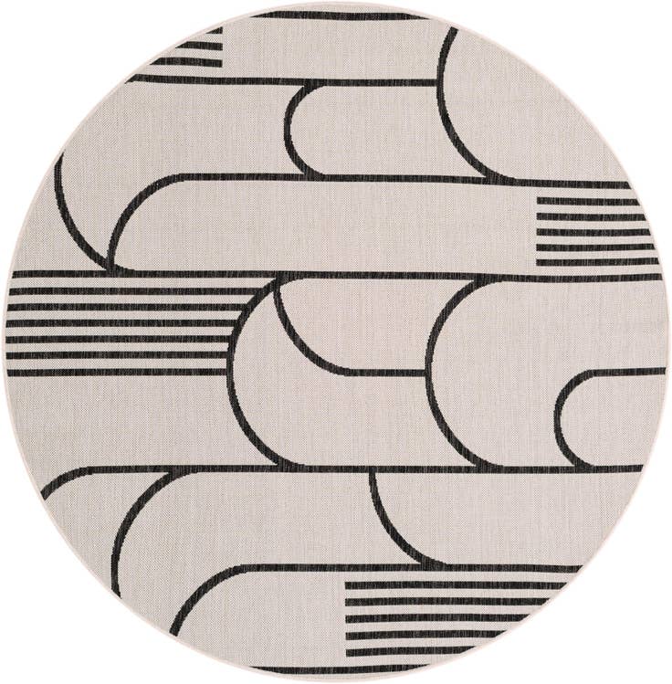 Detail image of 6' x 6' Easy-Clean Modern Indoor / Outdoor Round Rug