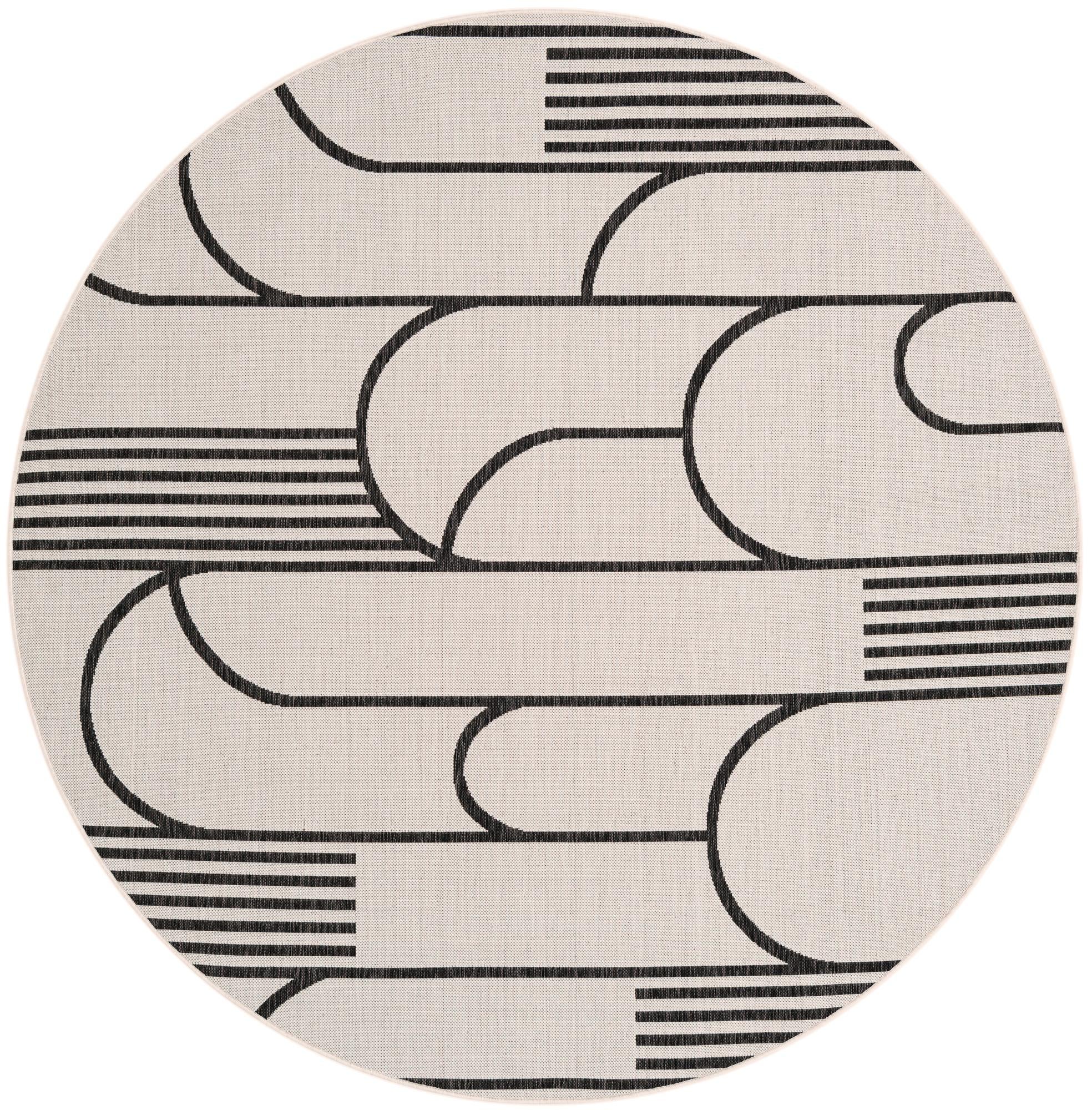 7' 10 x 7' 10 Easy-Clean Modern Indoor / Outdoor Round Rug