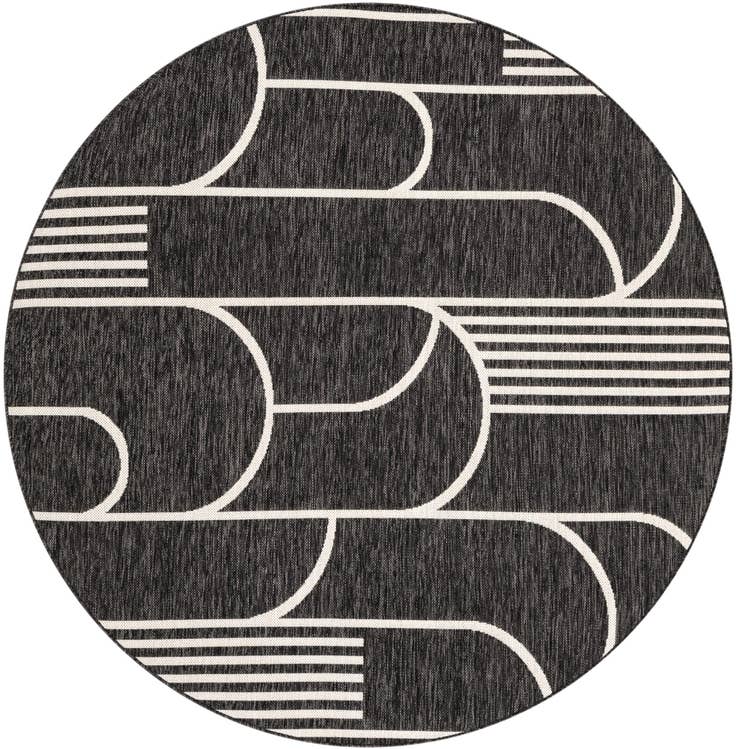 Detail image of 6' x 6' Easy-Clean Modern Indoor / Outdoor Round Rug