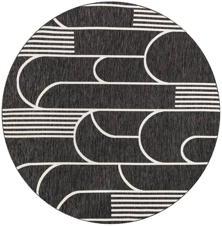 Detail image of 7' 10 x 7' 10 Easy-Clean Modern Indoor / Outdoor Round Rug