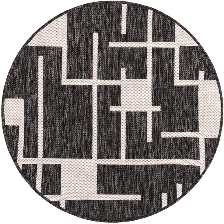 Detail image of 3' x 3' Easy-Clean Modern Indoor / Outdoor Round Rug