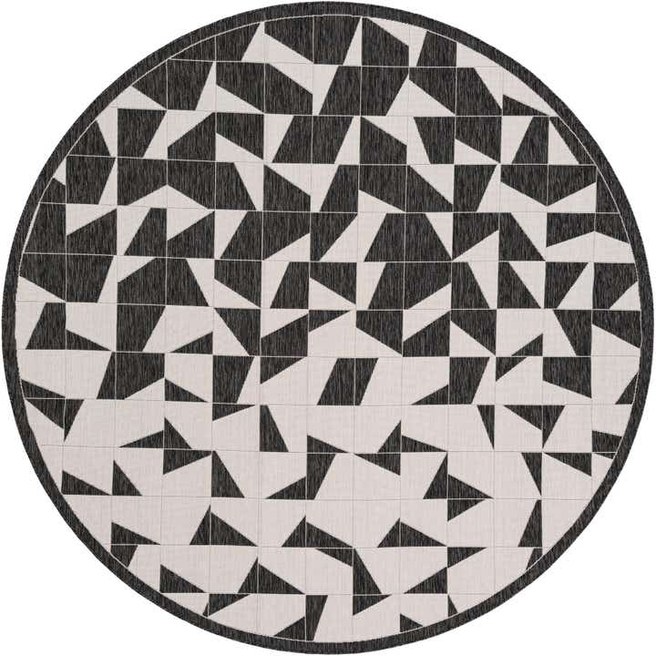 10' x 10' Easy-Clean Modern Indoor / Outdoor Round Rug