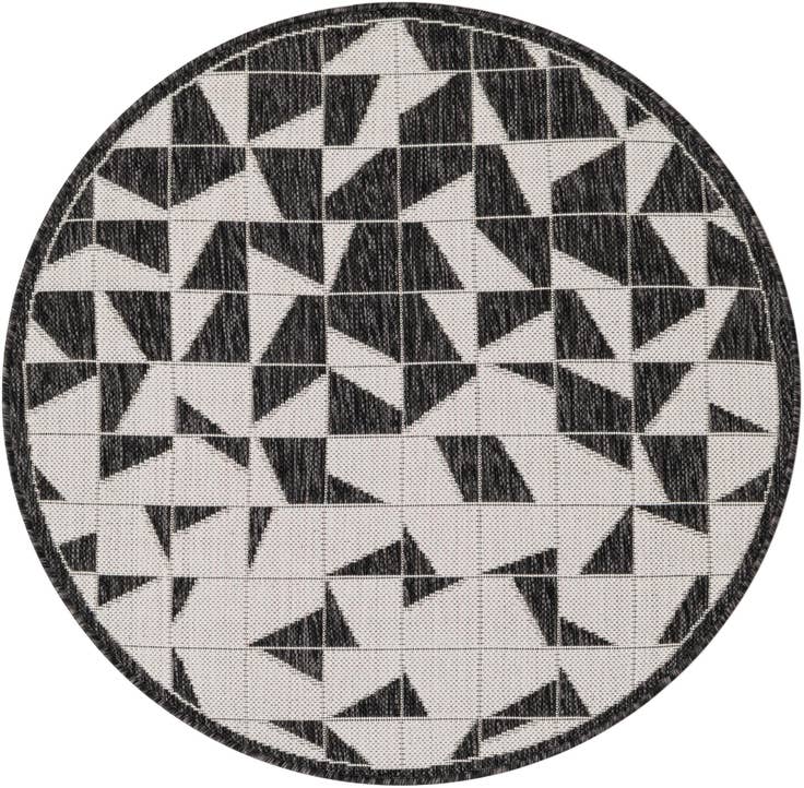 Detail image of 3' x 3' Easy-Clean Modern Indoor / Outdoor Round Rug