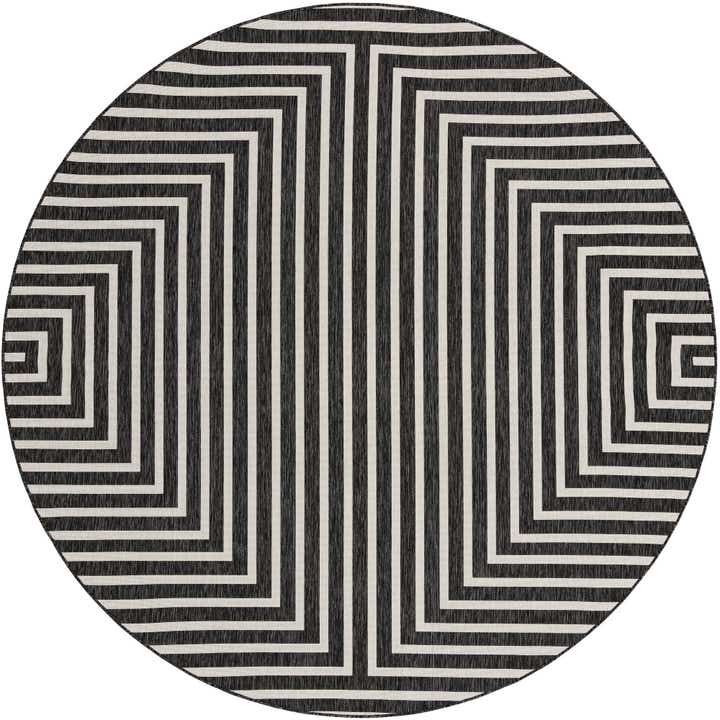 10' x 10' Easy-Clean Modern Indoor / Outdoor Round Rug