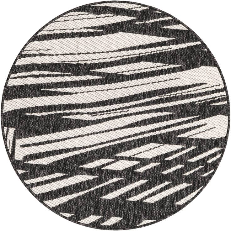 Detail image of 3' x 3' Easy-Clean Modern Indoor / Outdoor Round Rug