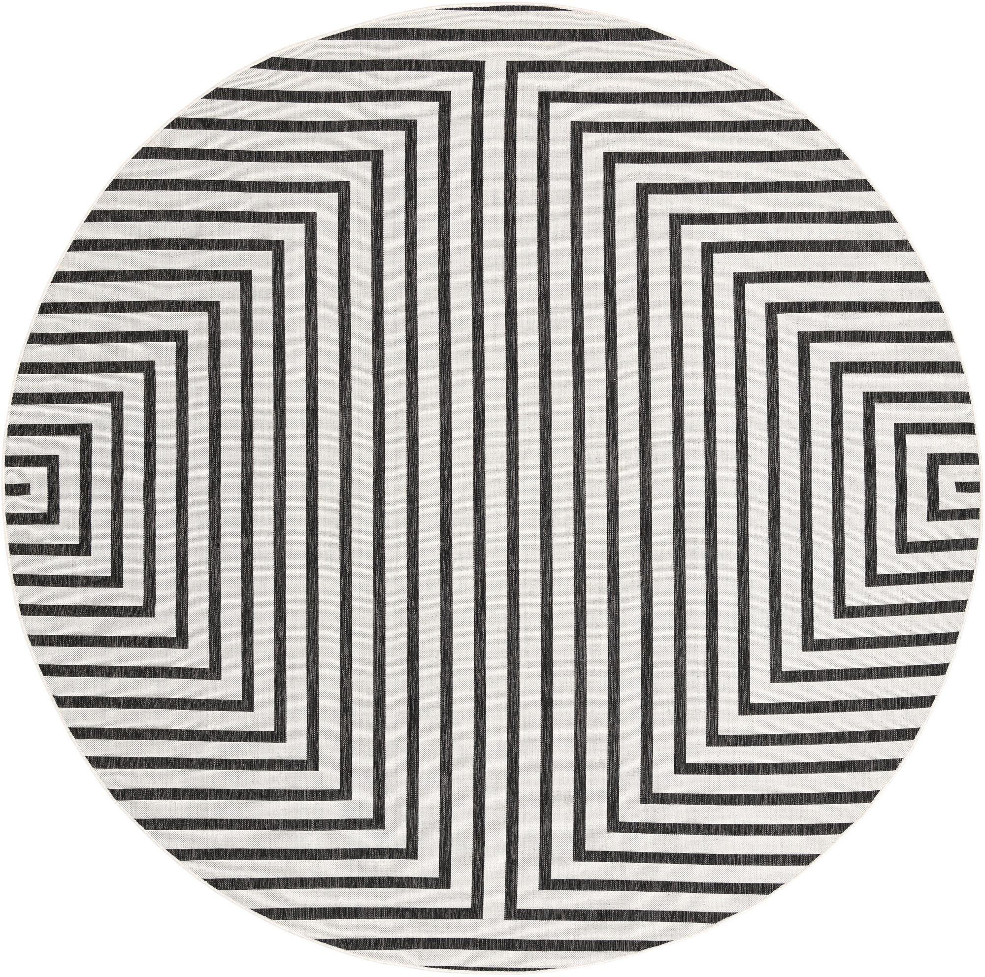10' x 10' Easy-Clean Modern Indoor / Outdoor Round Rug