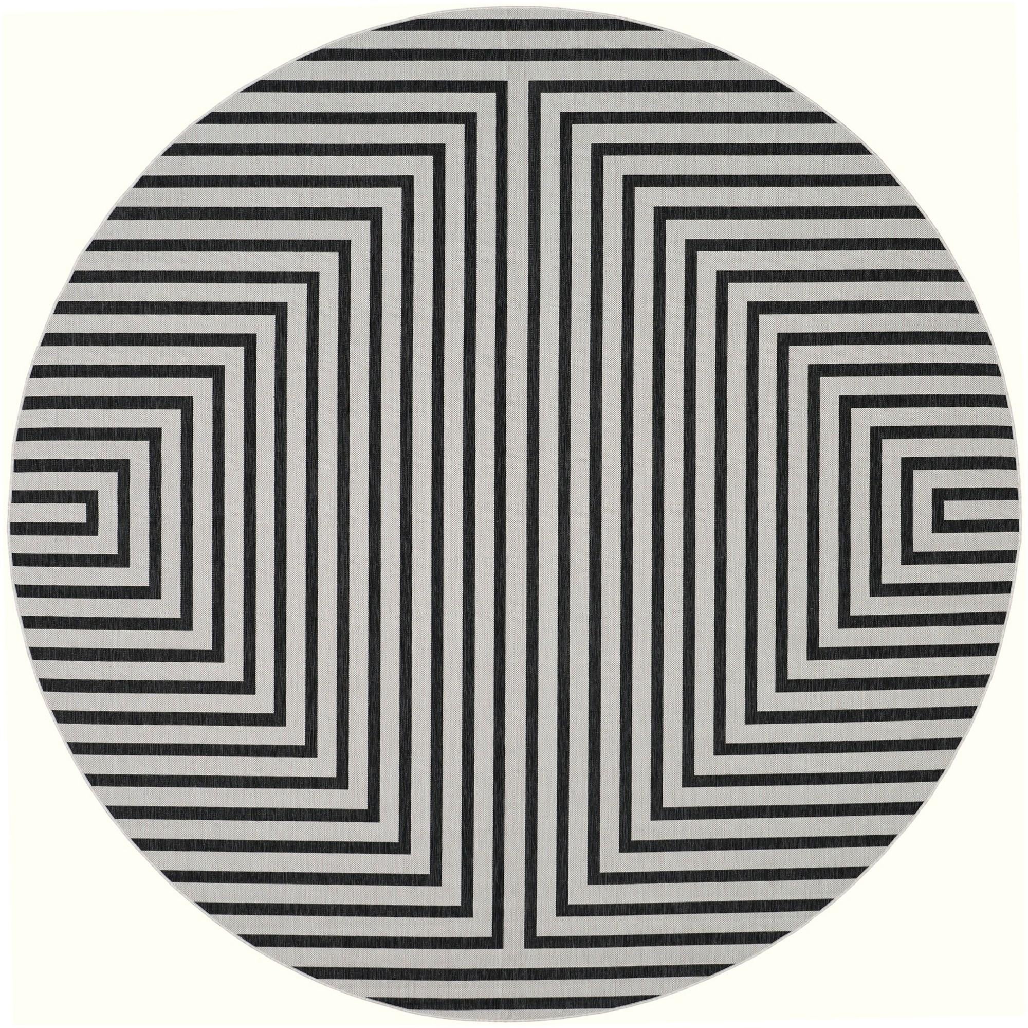 12' x 12' Easy-Clean Modern Indoor / Outdoor Round Rug
