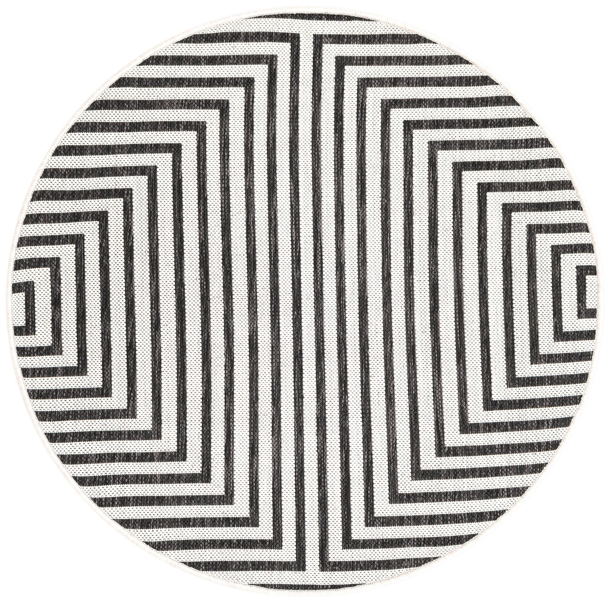 3' x 3' Easy-Clean Modern Indoor / Outdoor Round Rug