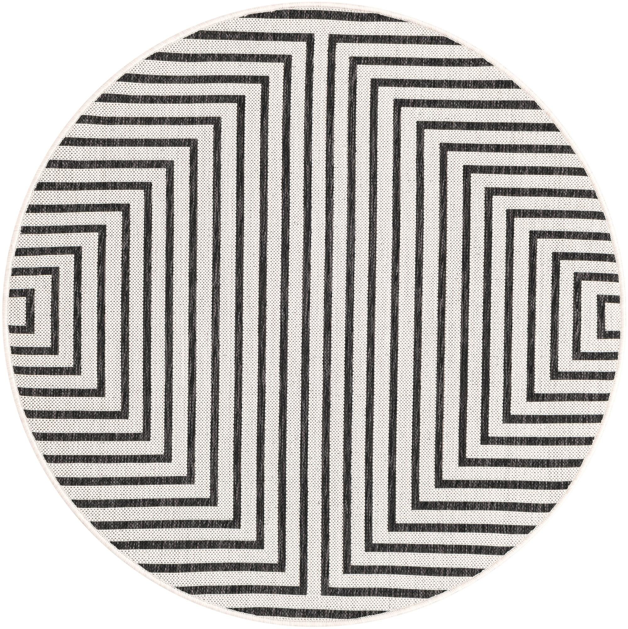 4' x 4' Easy-Clean Modern Indoor / Outdoor Round Rug