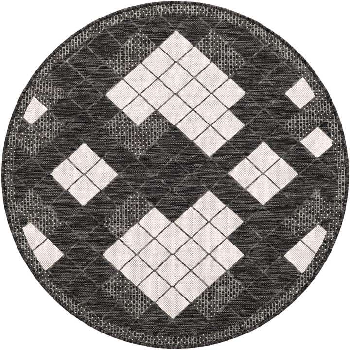 3' 1 x 3' 1 Easy-Clean Modern Indoor / Outdoor Round Rug