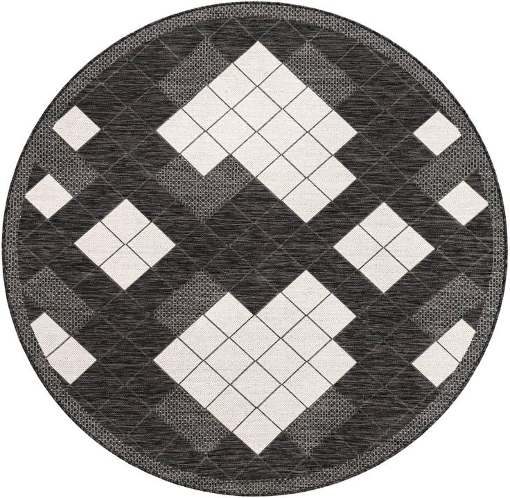Detail image of 6' x 6' Easy-Clean Modern Indoor / Outdoor Round Rug