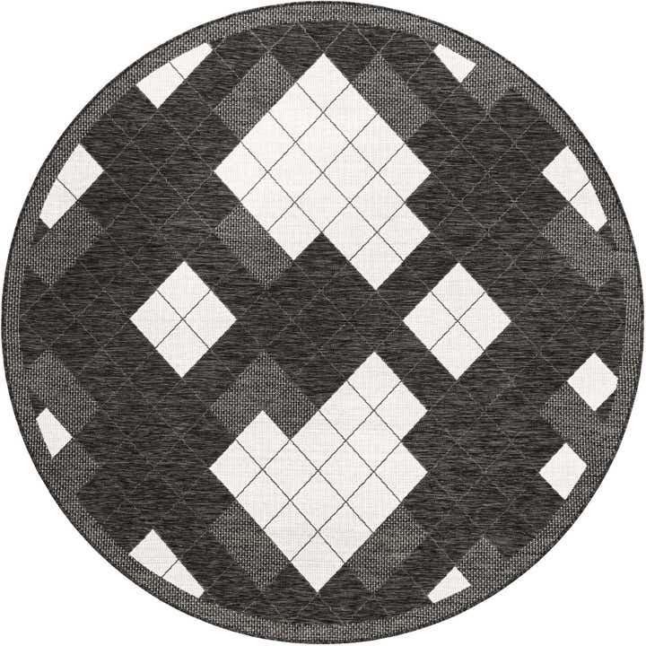7' 10 x 7' 10 Easy-Clean Modern Indoor / Outdoor Round Rug