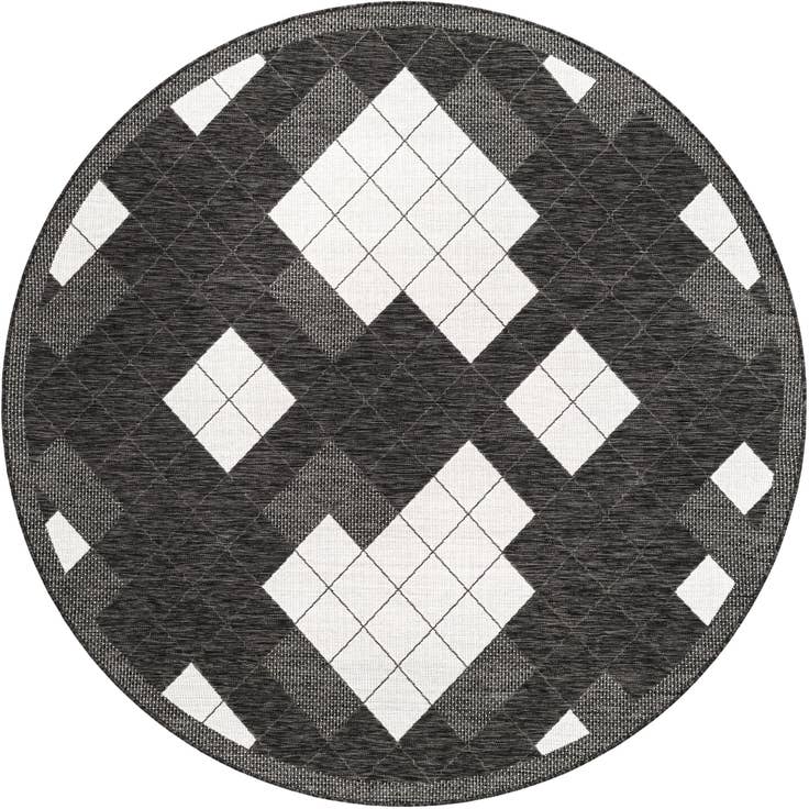 Detail image of 7' 10 x 7' 10 Easy-Clean Modern Indoor / Outdoor Round Rug