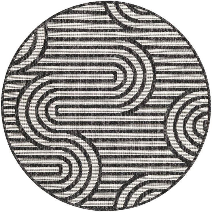 Detail image of 3' x 3' Easy-Clean Modern Indoor / Outdoor Round Rug