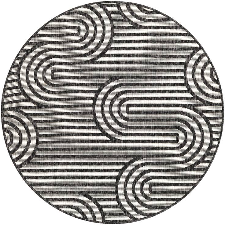 Detail image of 4' x 4' Easy-Clean Modern Indoor / Outdoor Round Rug