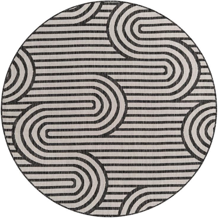 Detail image of 6' x 6' Easy-Clean Modern Indoor / Outdoor Round Rug