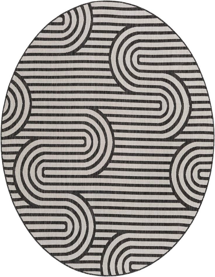 Detail image of 7' 10 x 7' 10 Easy-Clean Modern Indoor / Outdoor Round Rug