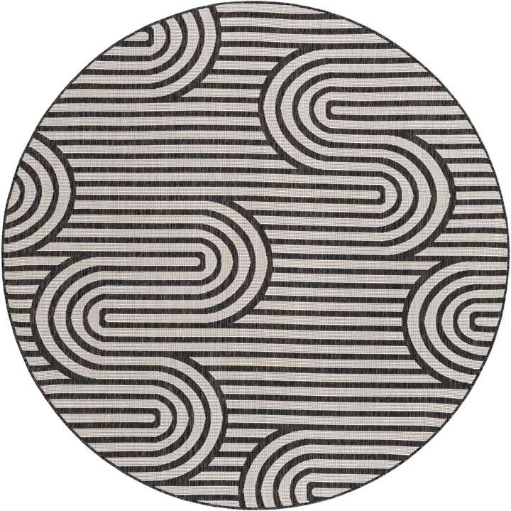 7' 10 x 7' 10 Easy-Clean Modern Indoor / Outdoor Round Rug