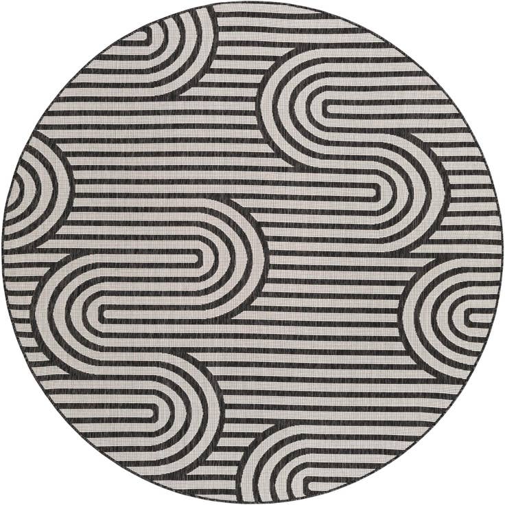Detail image of 7' 10 x 7' 10 Easy-Clean Modern Indoor / Outdoor Round Rug