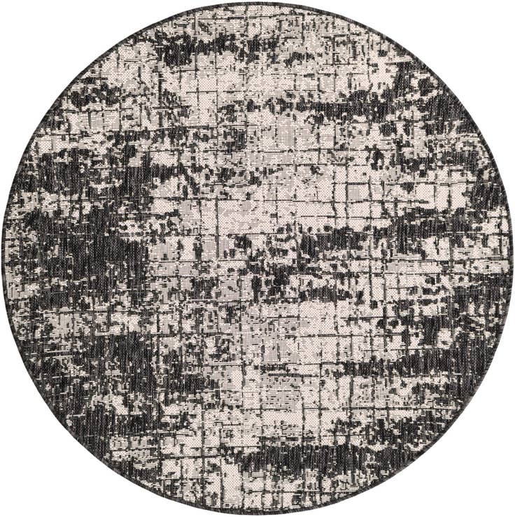 Detail image of 4' x 4' Easy-Clean Modern Indoor / Outdoor Round Rug