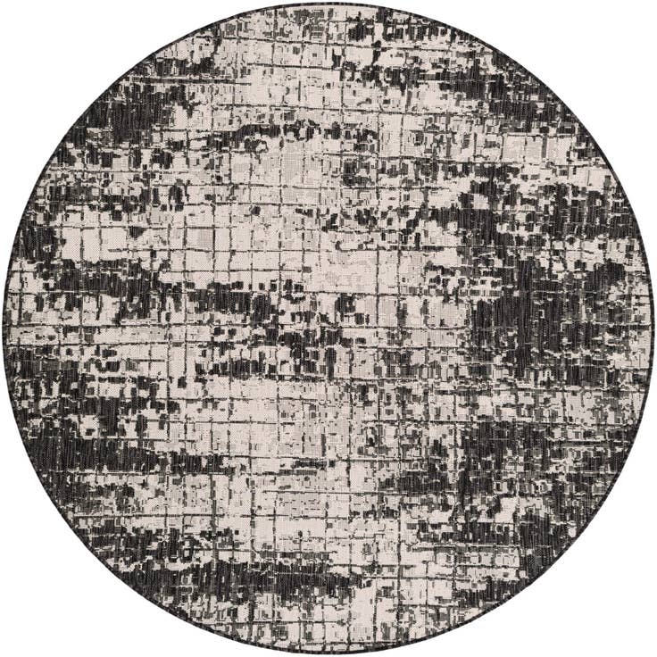 Detail image of 6' x 6' Easy-Clean Modern Indoor / Outdoor Round Rug