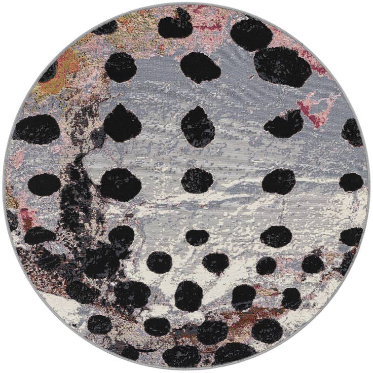 Detail image of 4' x 4' Easy-Clean Modern Indoor / Outdoor Round Rug