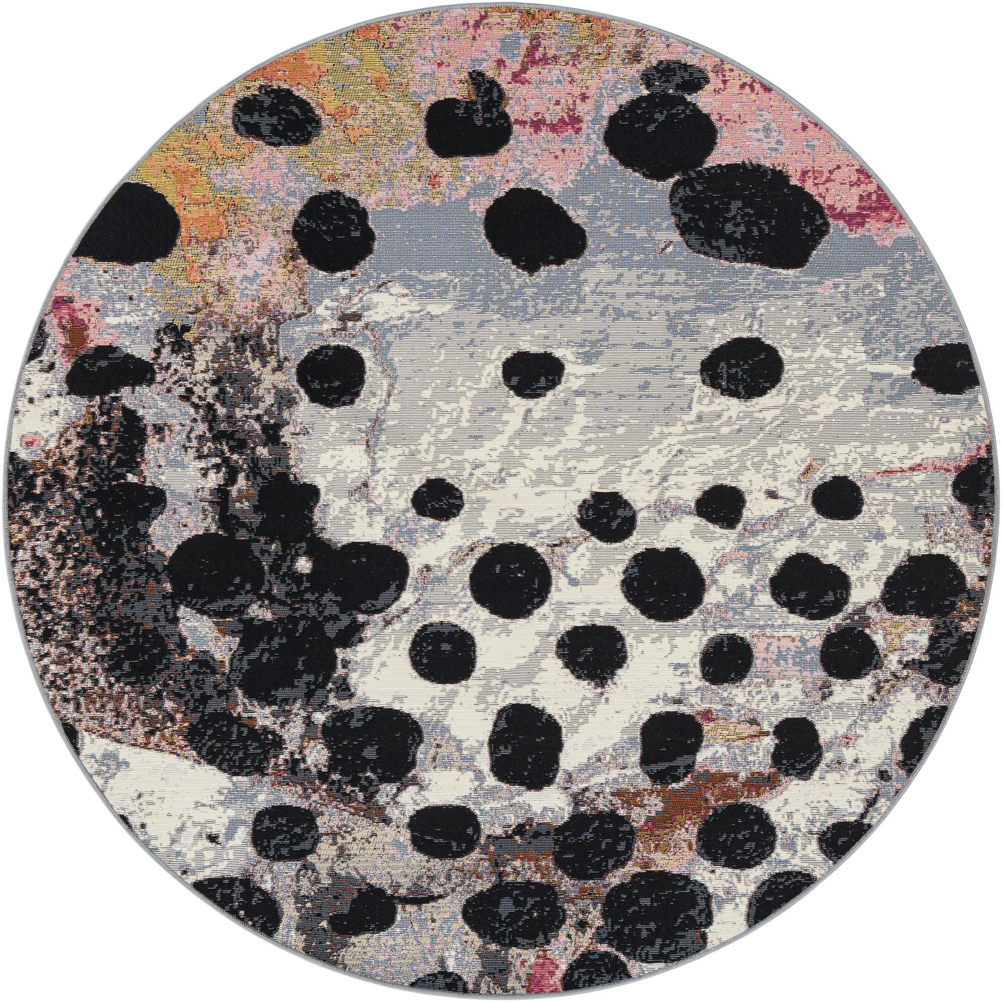 6' x 6' Easy-Clean Modern Indoor / Outdoor Round Rug