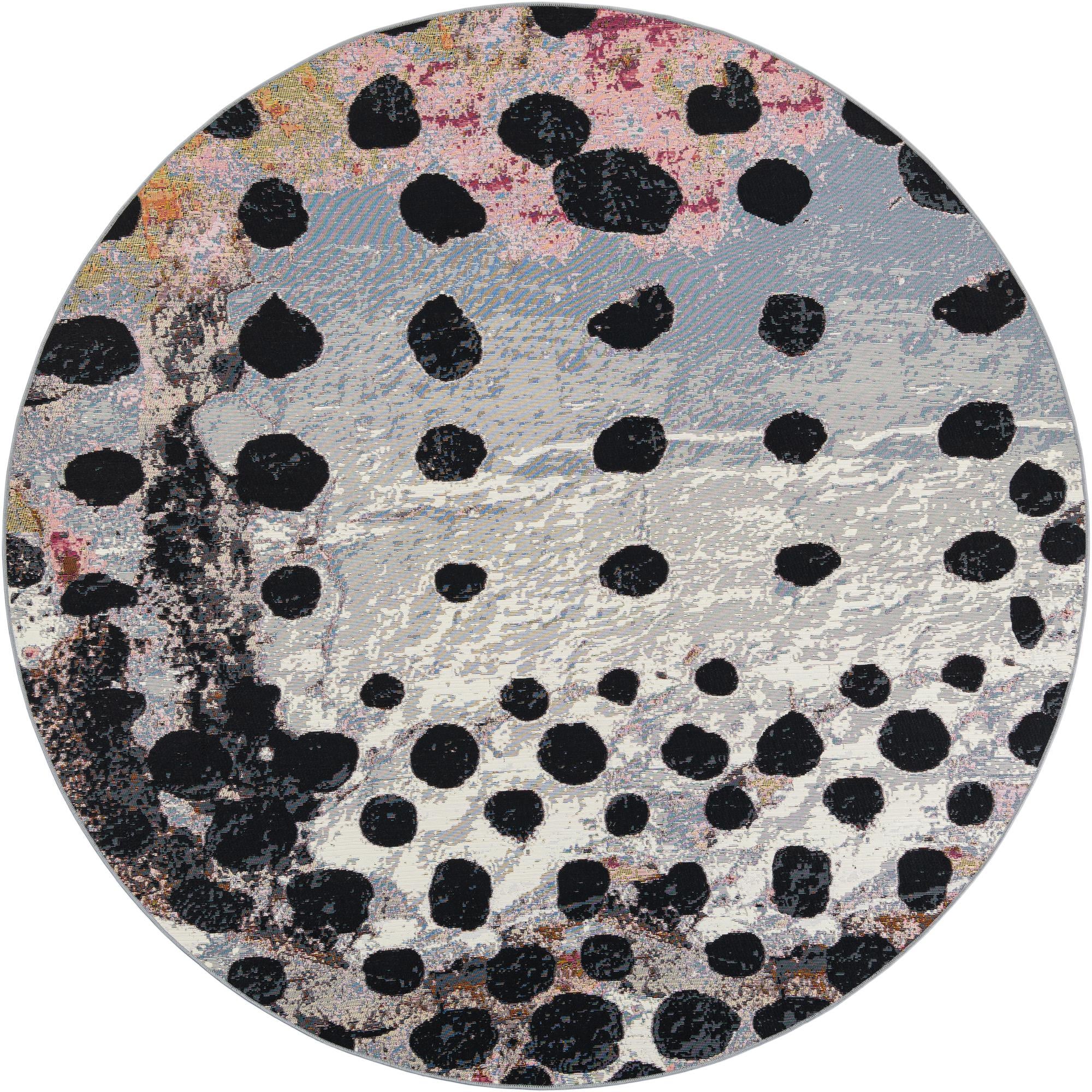 7' 10 x 7' 10 Easy-Clean Modern Indoor / Outdoor Round Rug