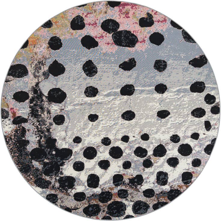 Detail image of 7' 10 x 7' 10 Easy-Clean Modern Indoor / Outdoor Round Rug