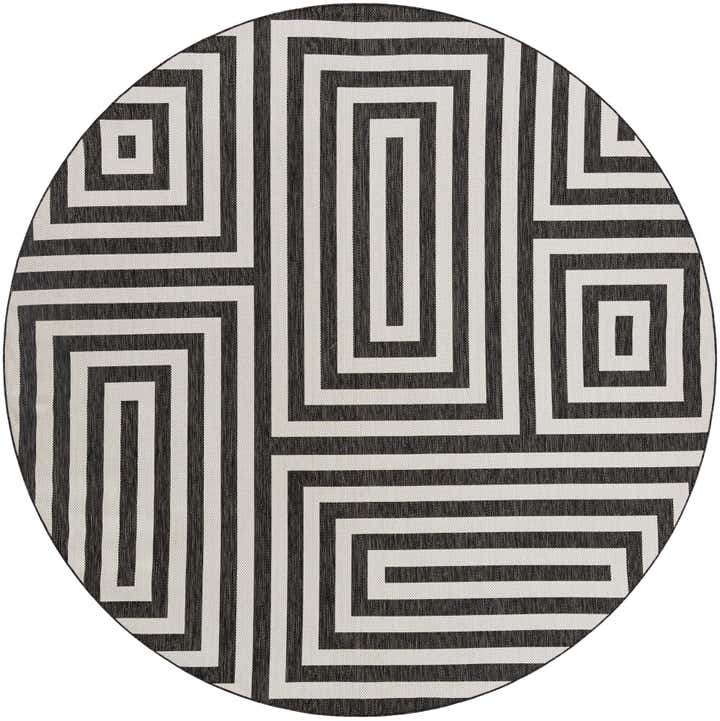12' x 12' Easy-Clean Modern Indoor / Outdoor Round Rug