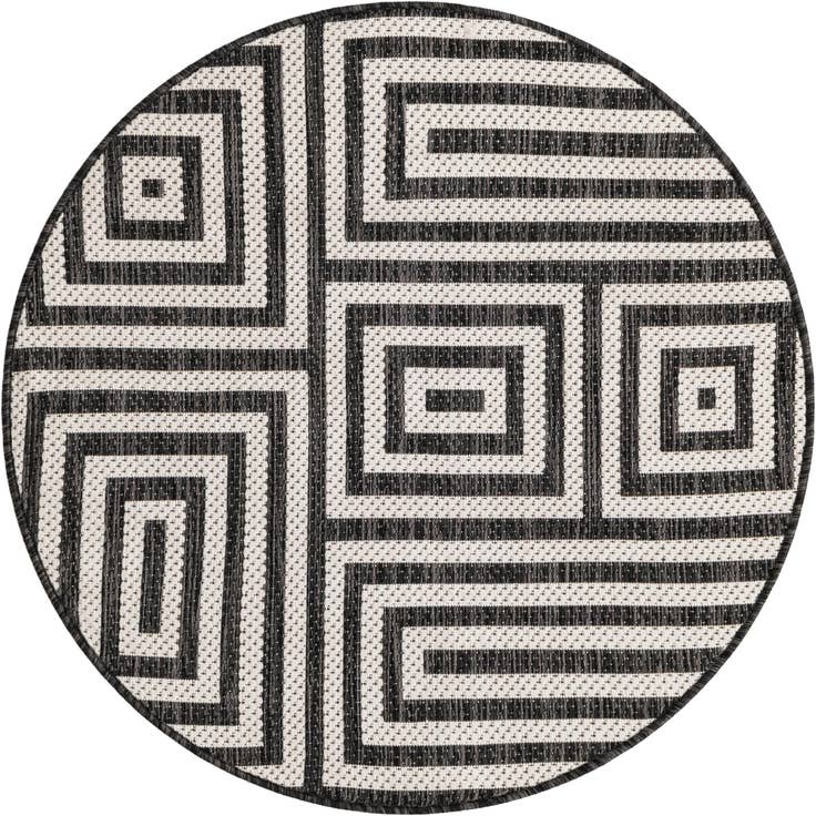 Detail image of 3' x 3' Easy-Clean Modern Indoor / Outdoor Round Rug