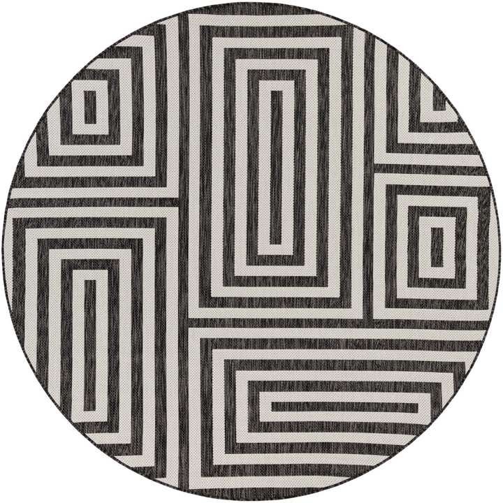 7' 10 x 7' 10 Easy-Clean Modern Indoor / Outdoor Round Rug