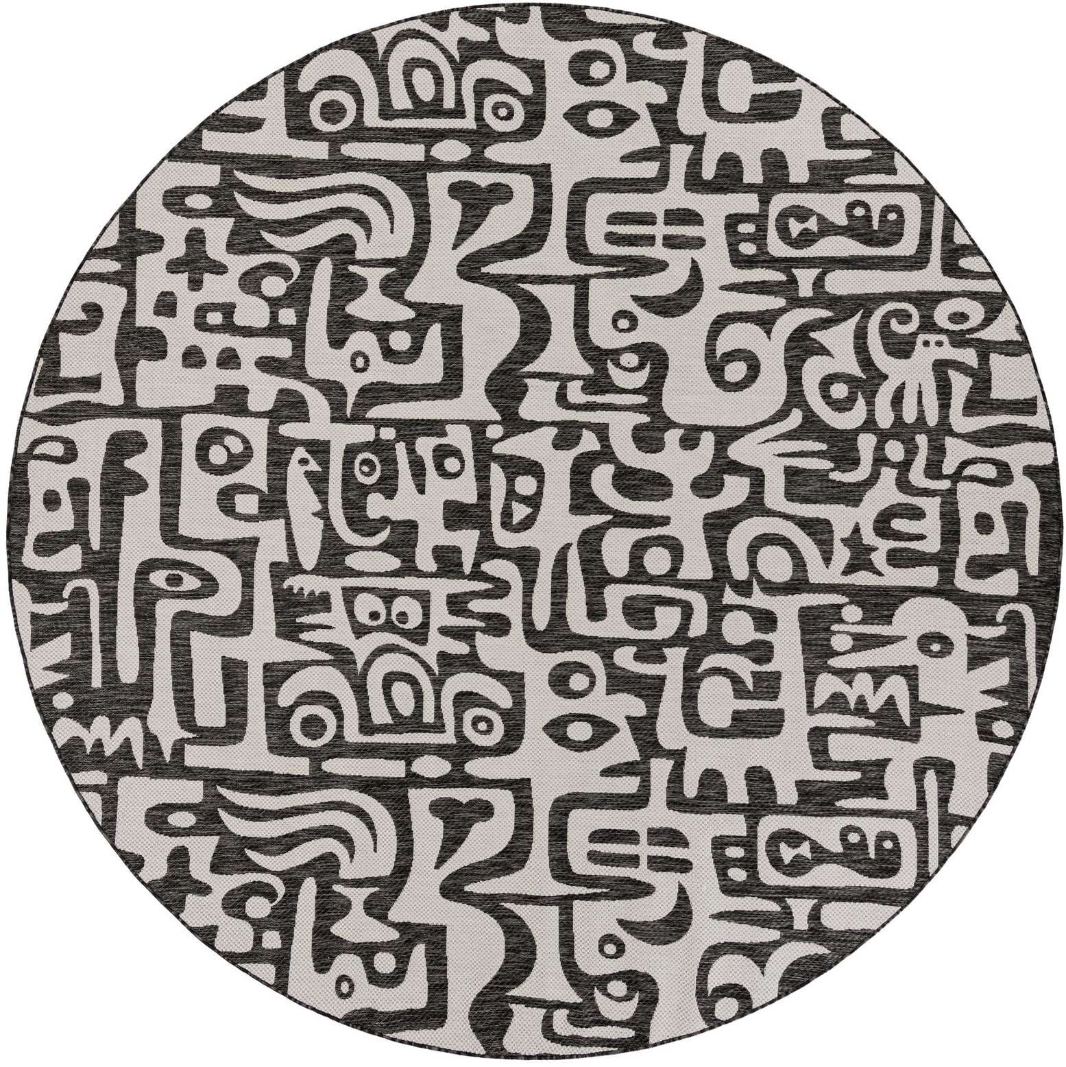 10' x 10' Easy-Clean Modern Indoor / Outdoor Round Rug