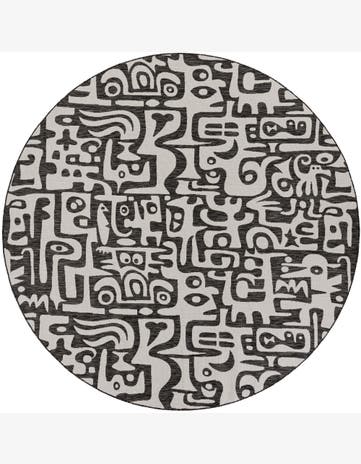 10' x 10' Easy-Clean Modern Indoor / Outdoor Round Rug