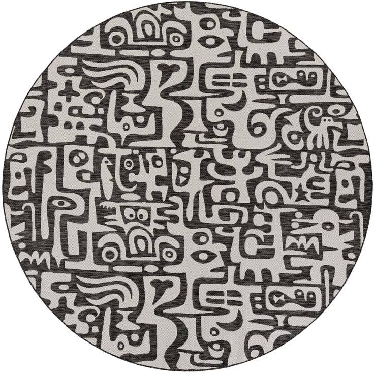 Detail image of 10' x 10' Easy-Clean Modern Indoor / Outdoor Round Rug