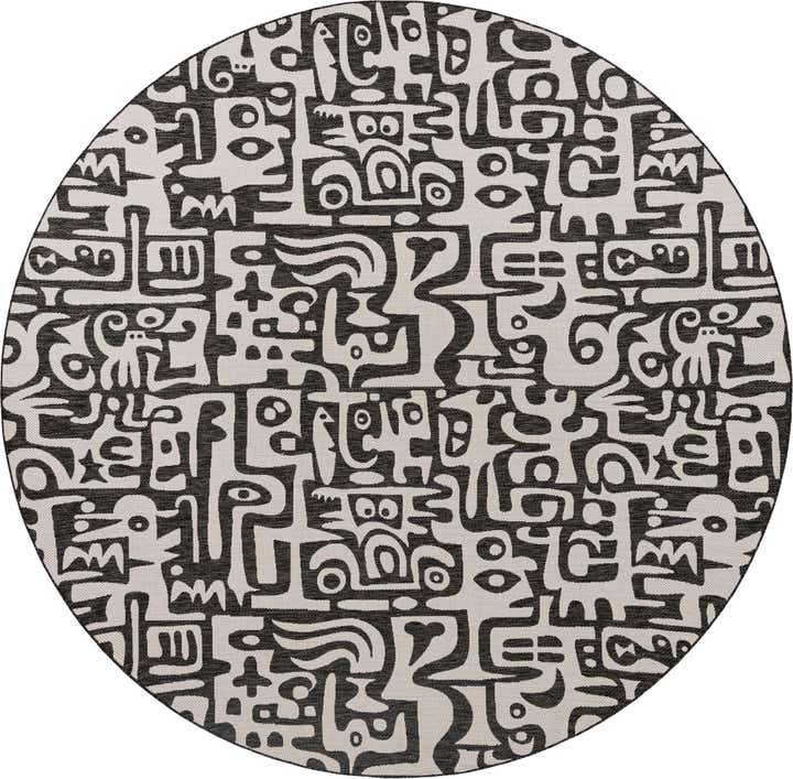 12' x 12' Easy-Clean Modern Indoor / Outdoor Round Rug