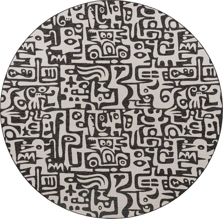 Detail image of 12' x 12' Easy-Clean Modern Indoor / Outdoor Round Rug
