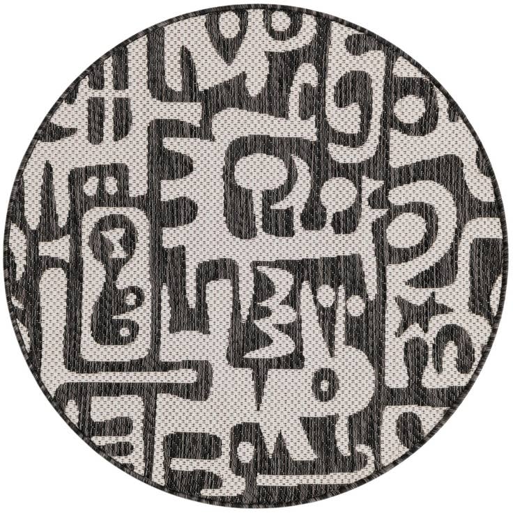 Detail image of 3' x 3' Easy-Clean Modern Indoor / Outdoor Round Rug