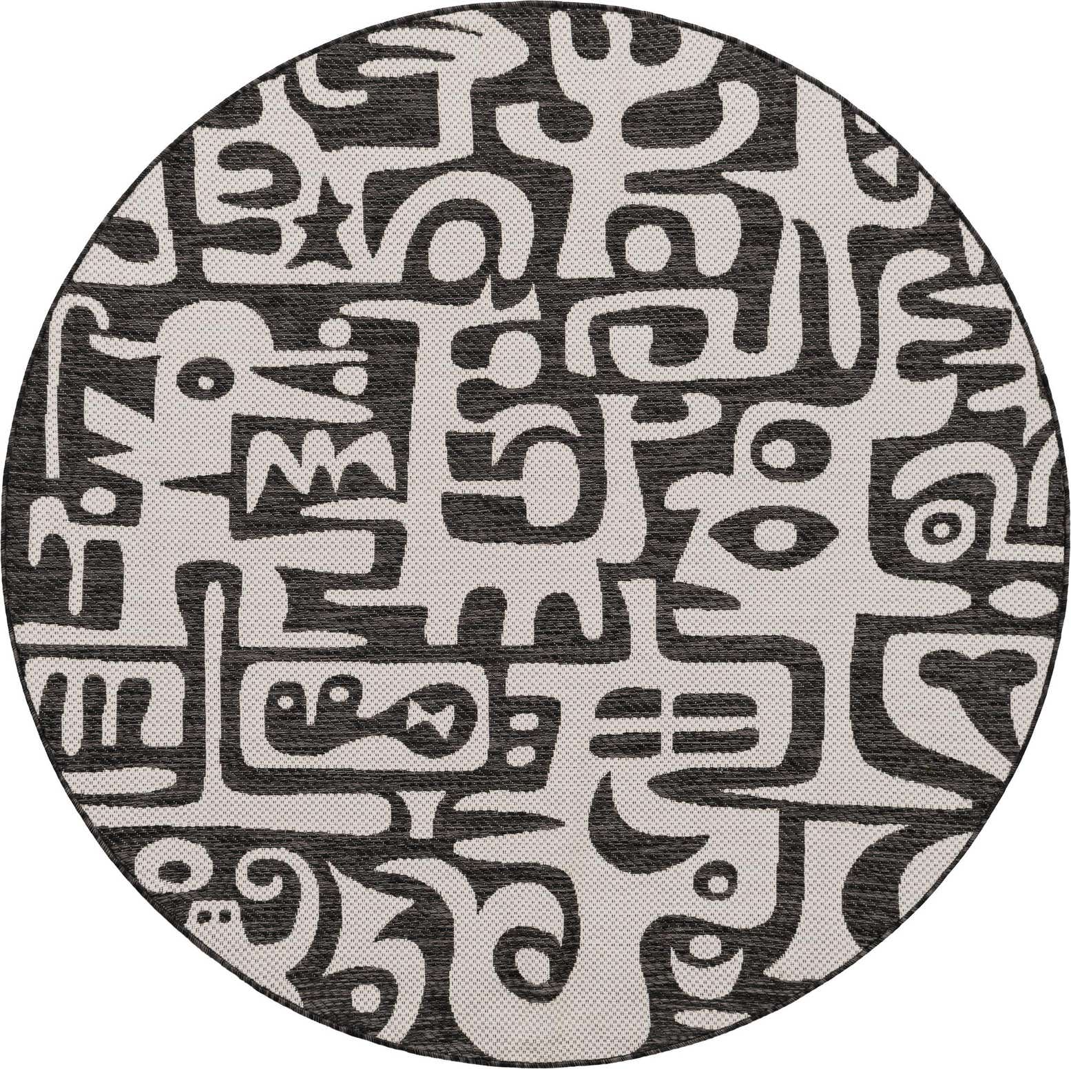 6' x 6' Easy-Clean Modern Indoor / Outdoor Round Rug