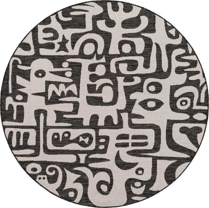 6' x 6' Easy-Clean Modern Indoor / Outdoor Round Rug