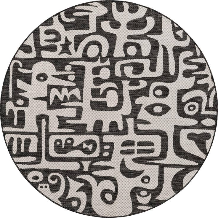 Detail image of 6' x 6' Easy-Clean Modern Indoor / Outdoor Round Rug