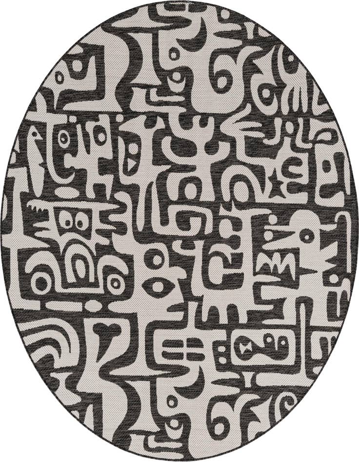 Detail image of 7' 10 x 7' 10 Easy-Clean Modern Indoor / Outdoor Round Rug