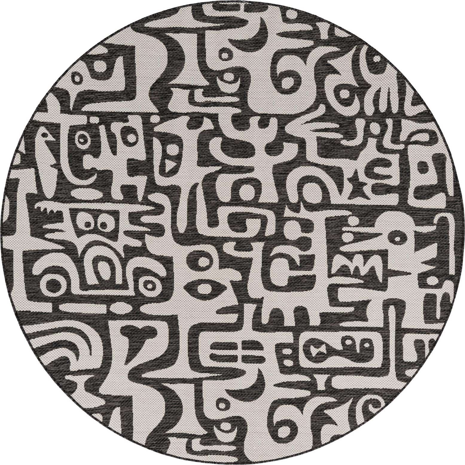 7' 10 x 7' 10 Easy-Clean Modern Indoor / Outdoor Round Rug