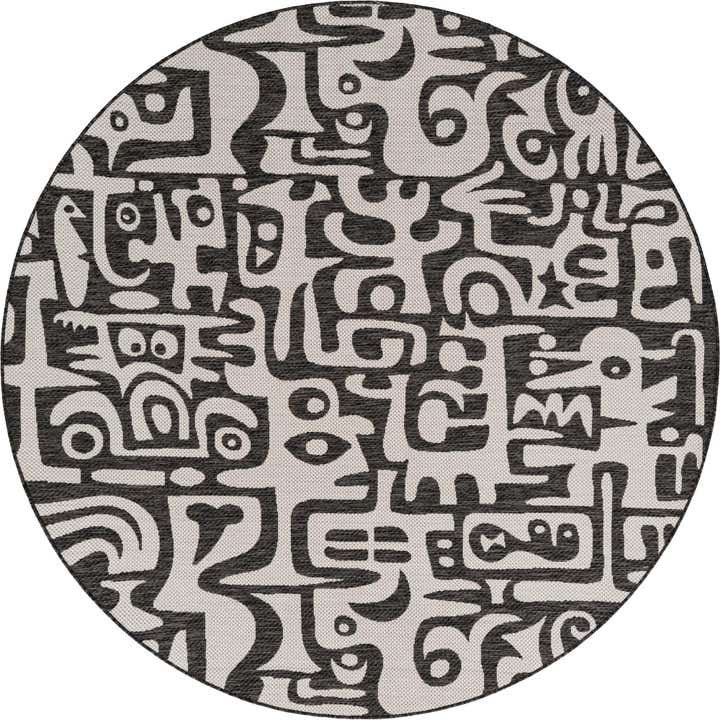 7' 10 x 7' 10 Easy-Clean Modern Indoor / Outdoor Round Rug
