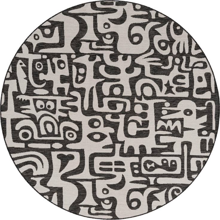 Detail image of 7' 10 x 7' 10 Easy-Clean Modern Indoor / Outdoor Round Rug