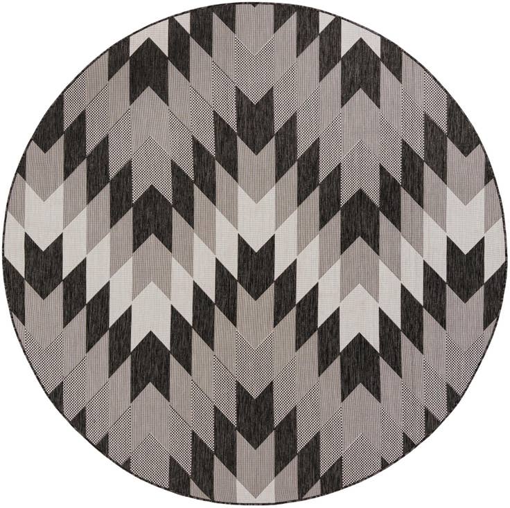 Detail image of 7' 10 x 7' 10 Easy-Clean Modern Indoor / Outdoor Round Rug