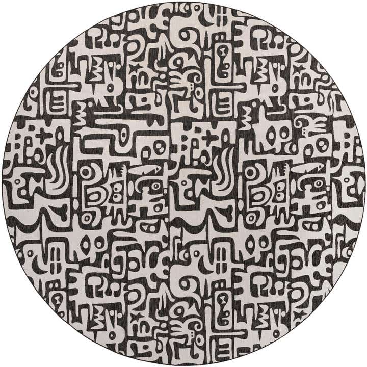 13' x 13' Easy-Clean Modern Indoor / Outdoor Round Rug