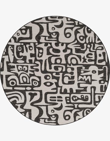 7' 10 x 7' 10 Easy-Clean Modern Indoor / Outdoor Round Rug