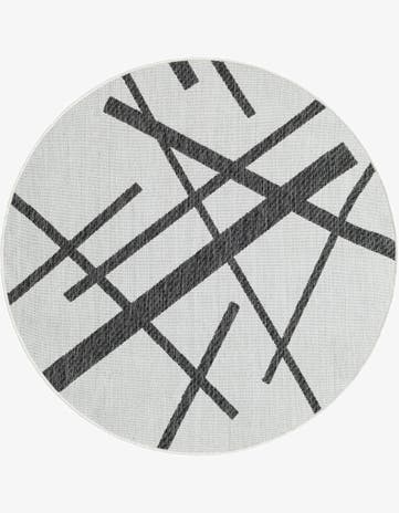 Black and White Easy-Clean Modern Indoor / Outdoor Round Rug